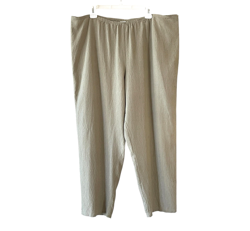 CITRON SANTA MONICA Size 1X Sage Green Silk Pull On Elastic Waist Tapered Pants